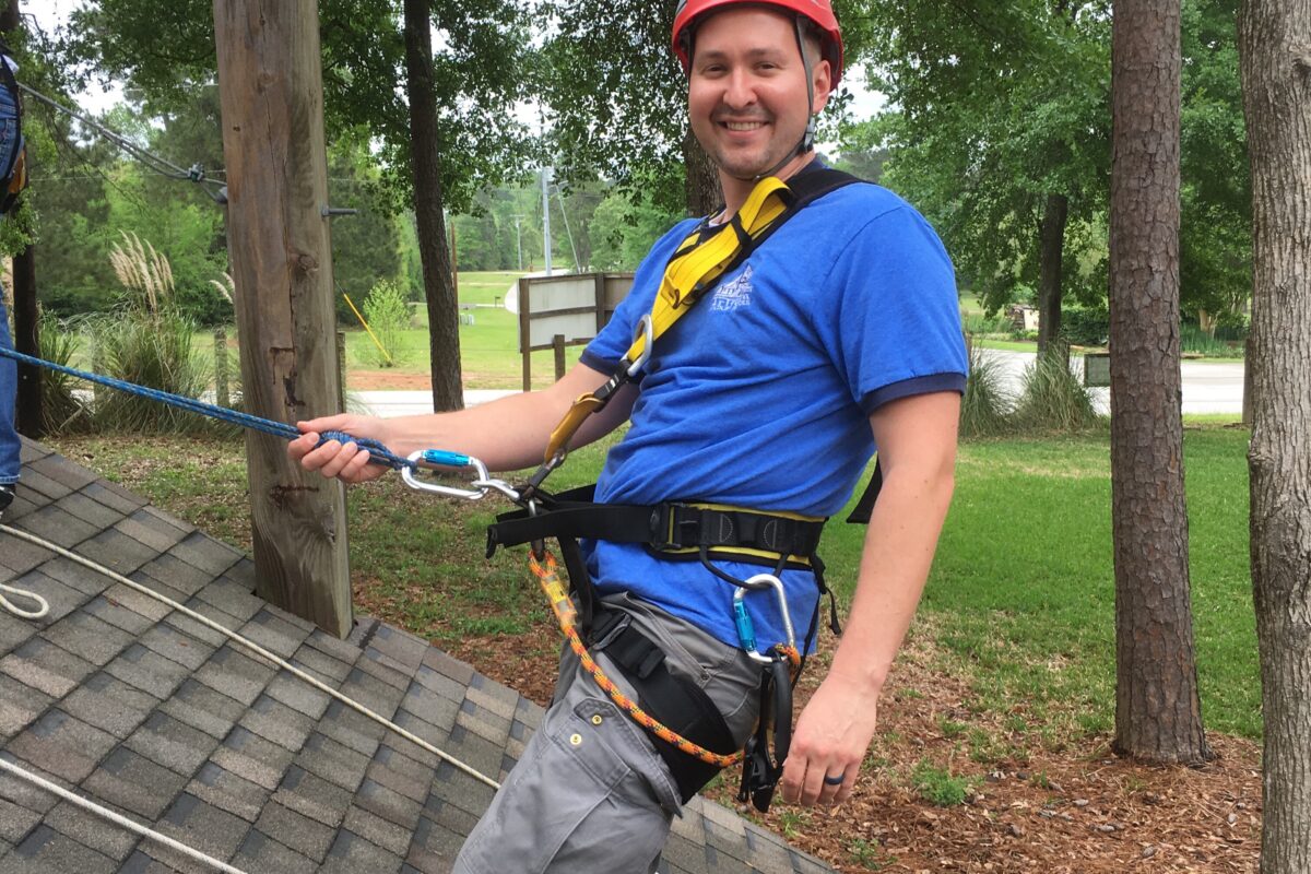 Chad Soard while attending pitched roof rope access training