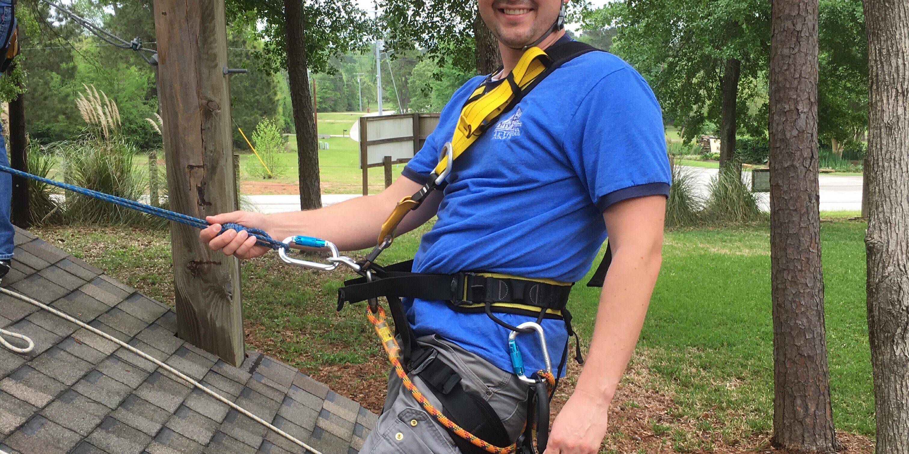 Chad Soard on Pitched Roof Chad Soard while attending pitched roof rope access training