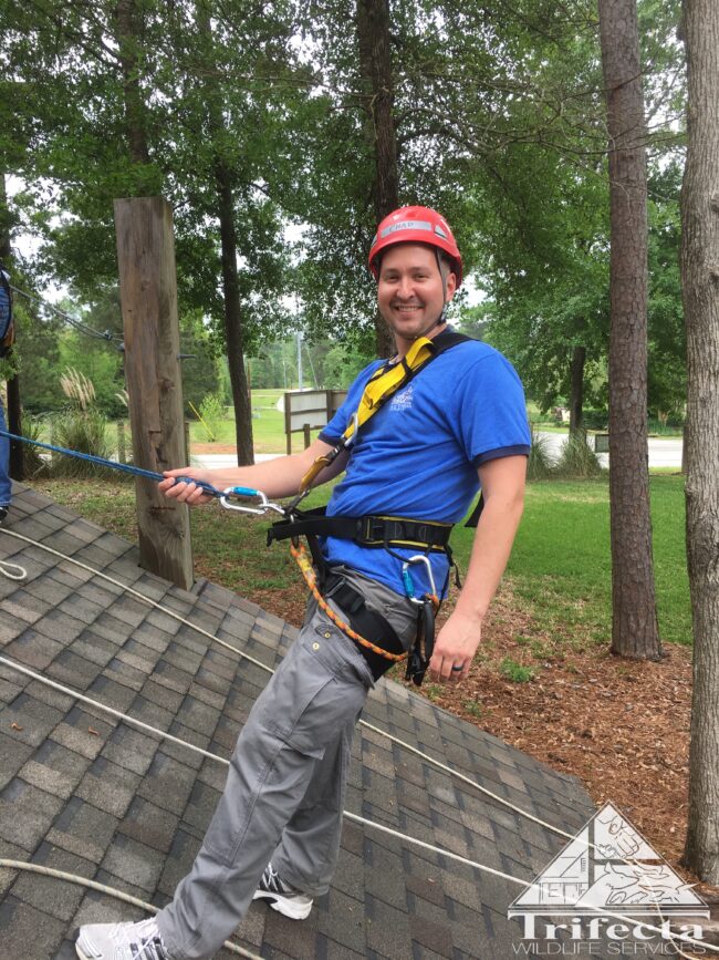 Chad Soard on Pitched Roof Chad Soard while attending pitched roof rope access training