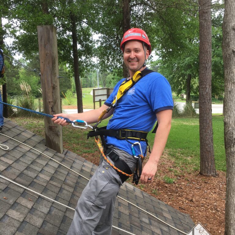 Chad Soard on Pitched Roof Chad Soard while attending pitched roof rope access training