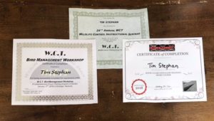 Tim Stephan's 2018 WCT Certificates