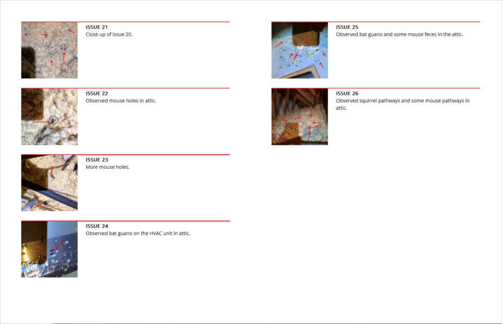 Example page of a Trifecta Wildlife Inspection Report