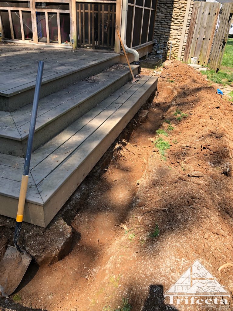 The trench has been dug for a dig barrier install