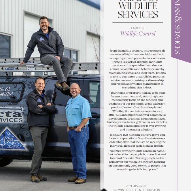 TOPS Leaders Trifecta Wildlife TOPS in Lexington Magazine March 2024 Leader in Wildlife Control
