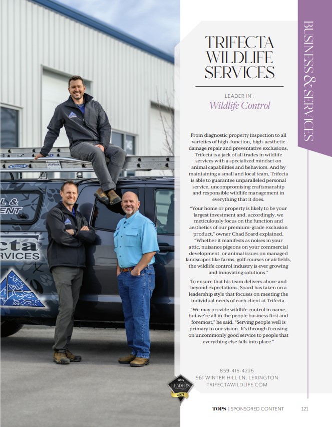 TOPS in Lexington Magazine March 2024 Leader in Wildlife Control